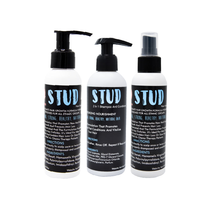 Stud Hair Growth Kit for Men: Treatment, Spray, 2-in-1 Shampoo/Conditioner